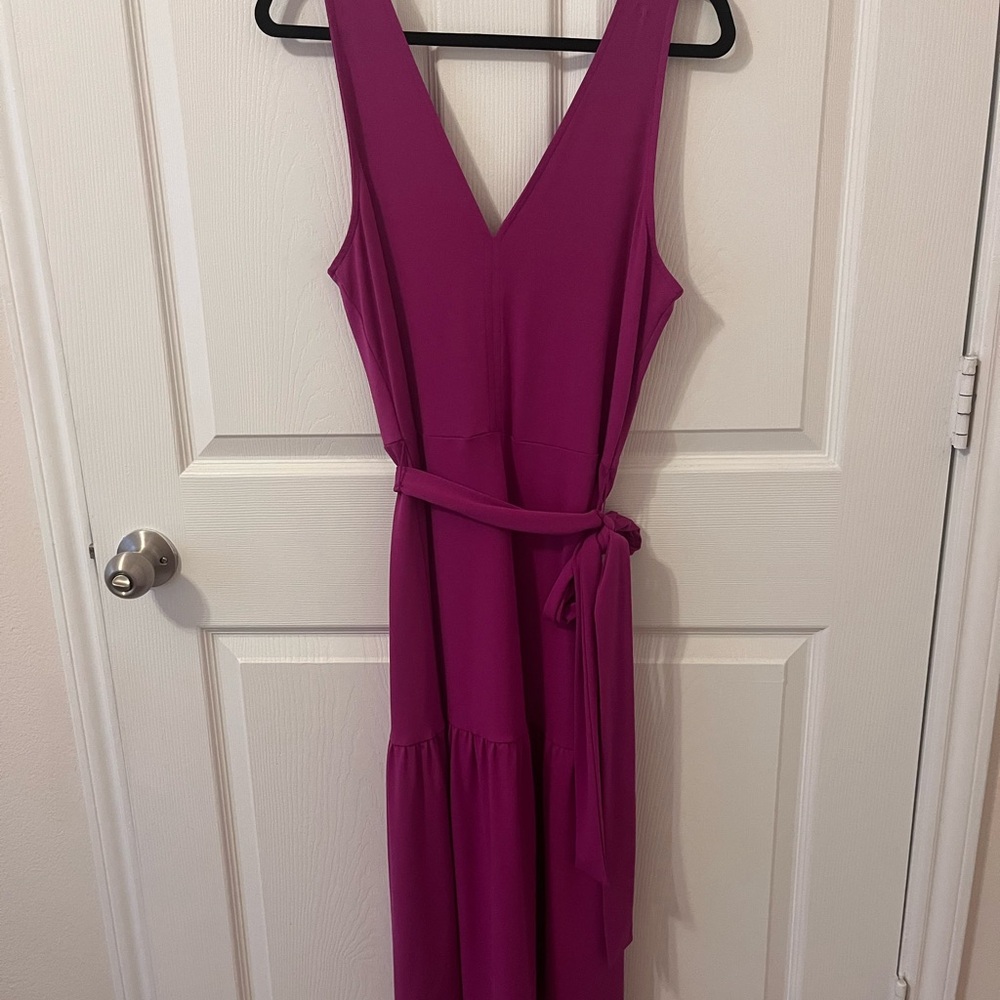 Banana Republic Pink Maxi Dress V-Neck Sleeveless